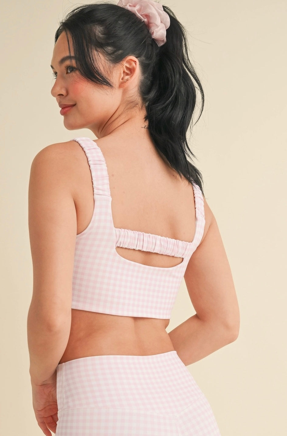 Pink gingham bra top