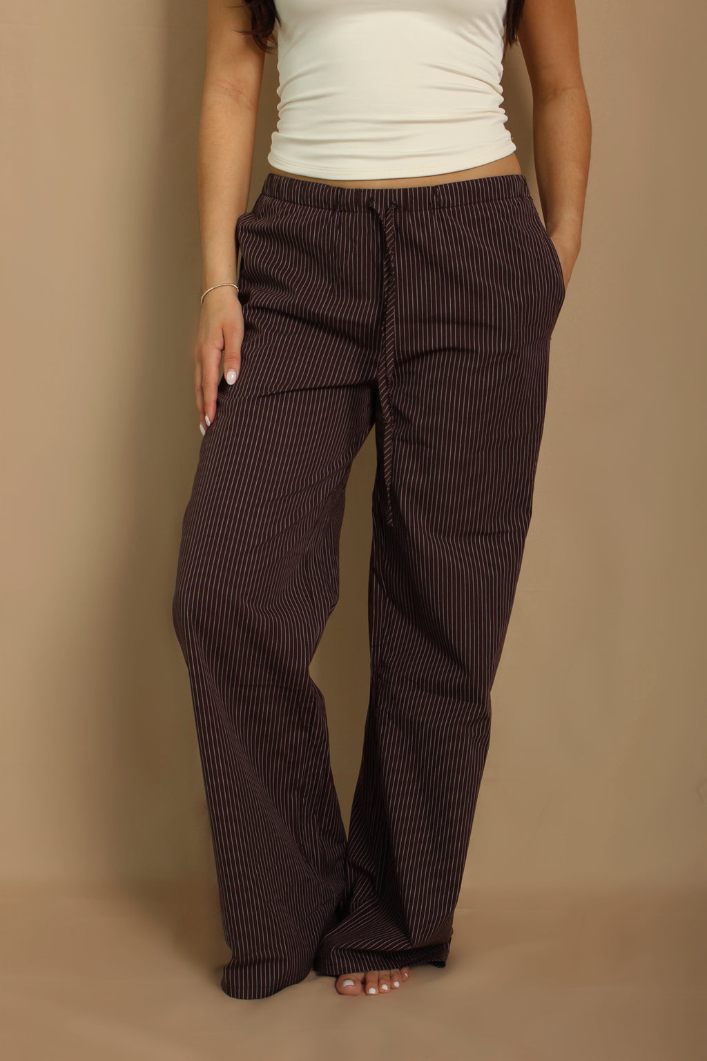 Elizabeth Brown Striped Pants