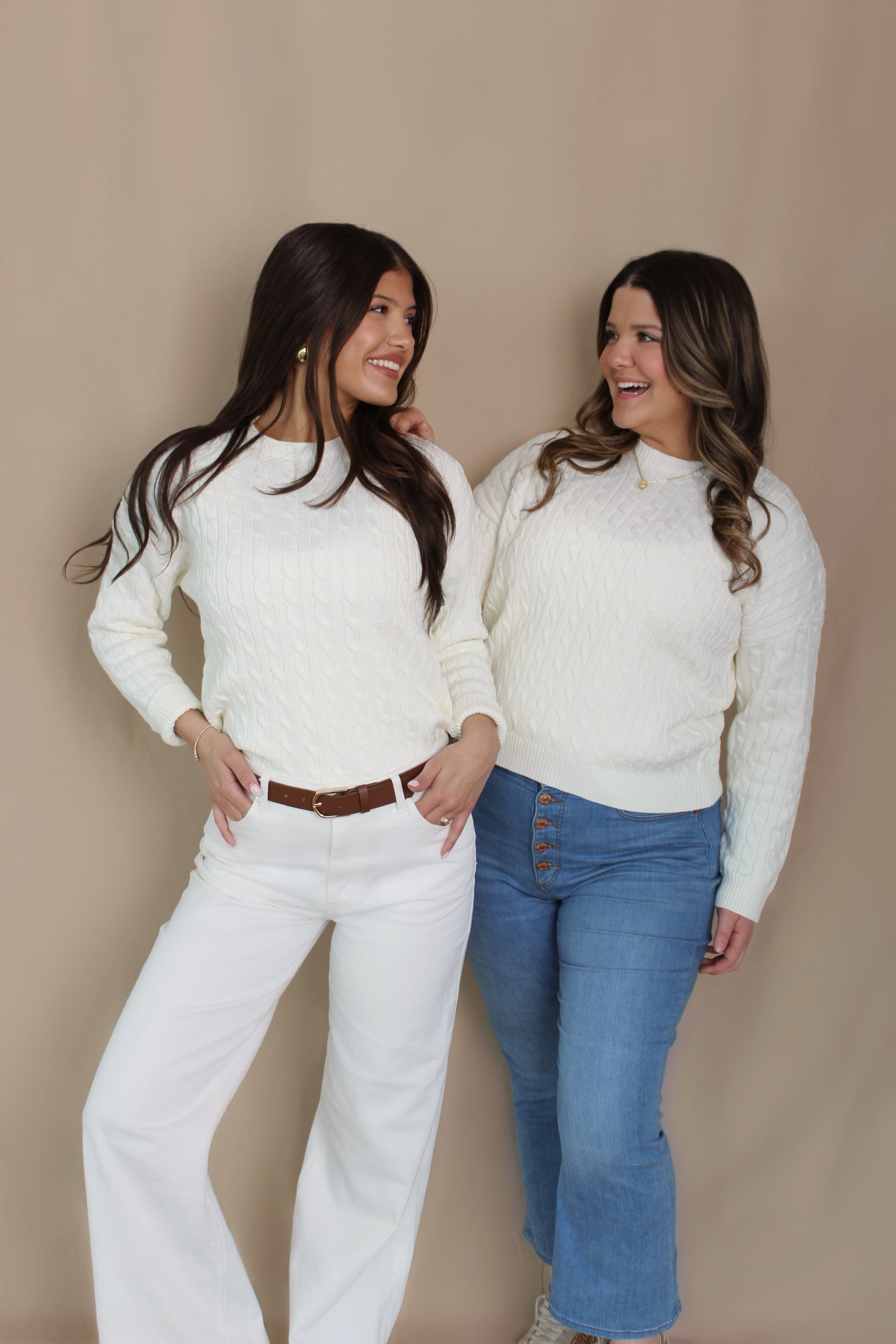 The Bella Cream Cable Knit Sweater