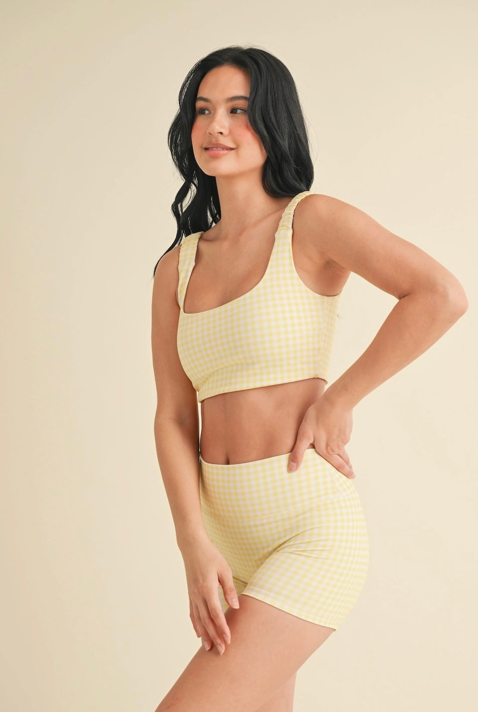 Lemon Gingham bra top