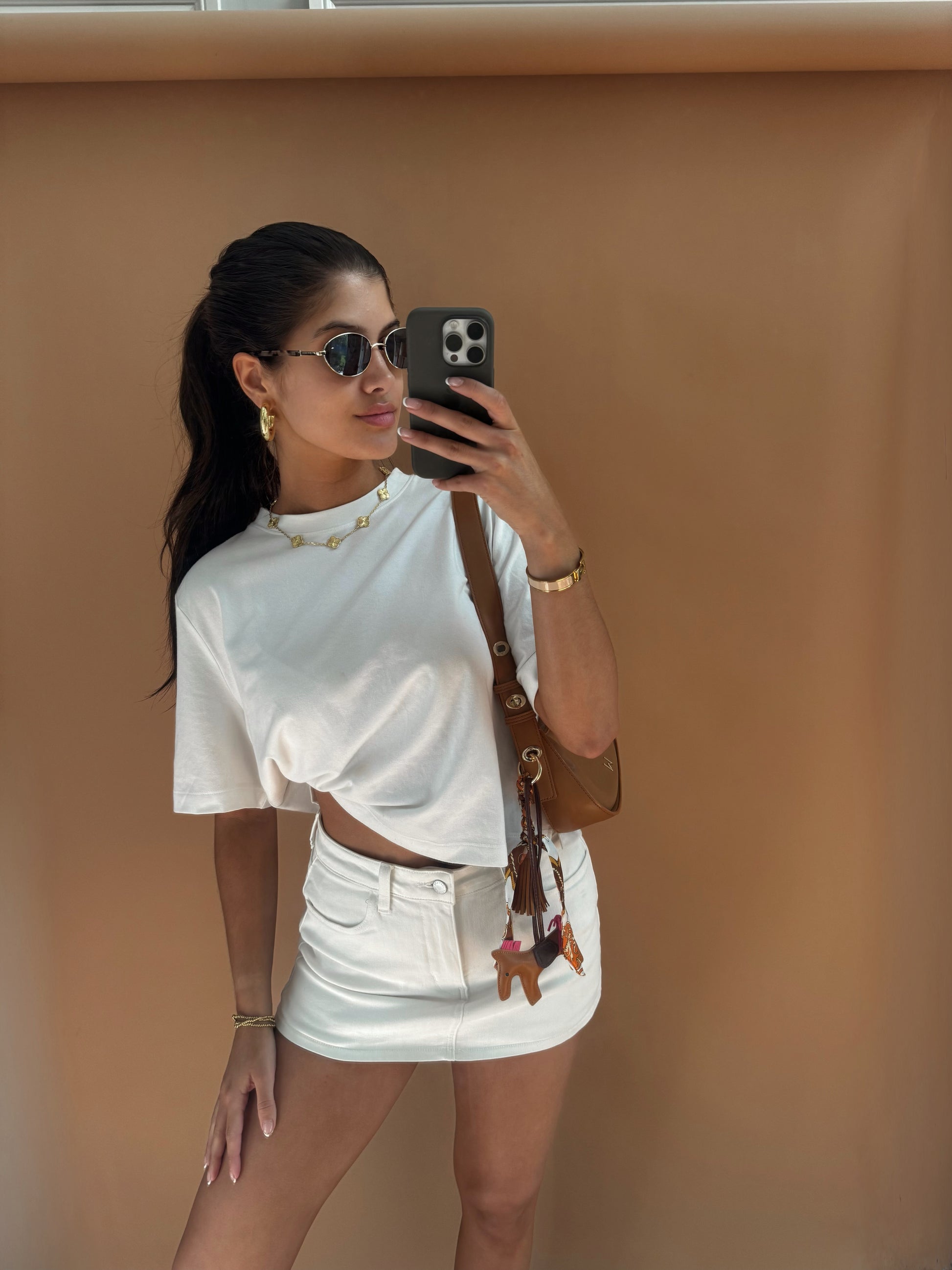 White denim skirt